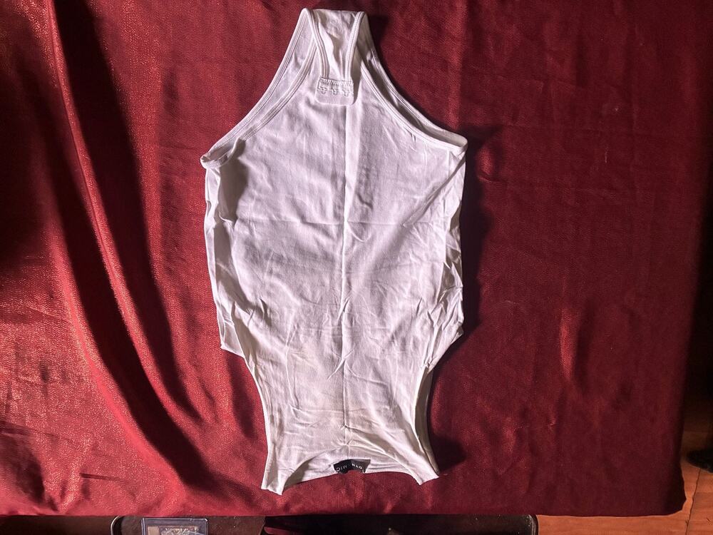 Dynamic Bodysuit Womens White Sleeveless Racerback Stretch One Piece Lightweight